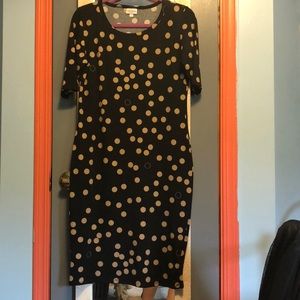 Lularoe Julia dress black with gold dots